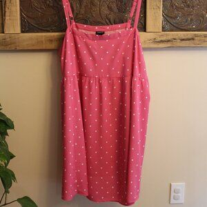 NWT Torrid pink and white polka-dot Challis mini sundress, size 3X.